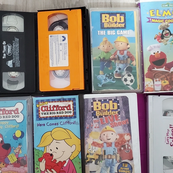 LOT 8 children's vhs Sesame Street Barney Bob Builder Clifford Blue's Clues - Picture 2 of 2